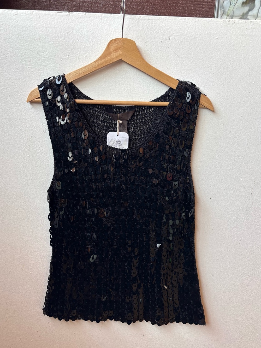 Y2k Black Sequin Sleeveless Evening Top